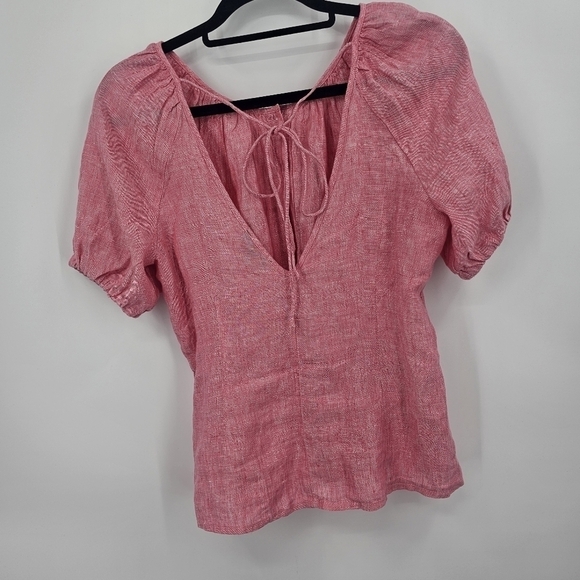 J Crew V-back linen top Size 2 - Picture 4 of 5
